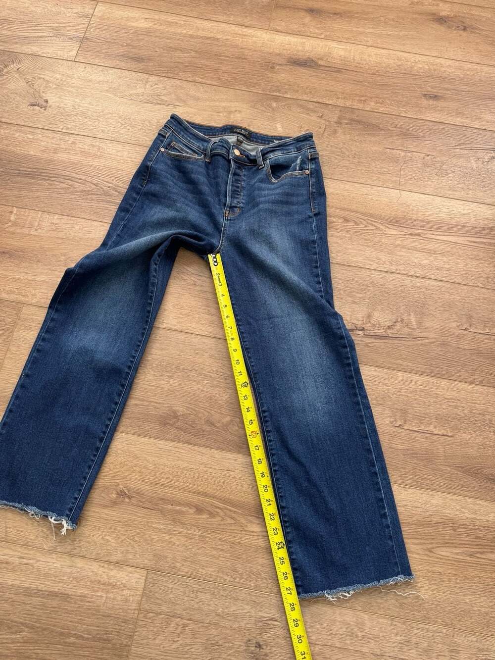 Judy Blue High Rise Dad Jeans Raw Hem Medium Wash Denim Size 13/31 - Picture 5 of 15